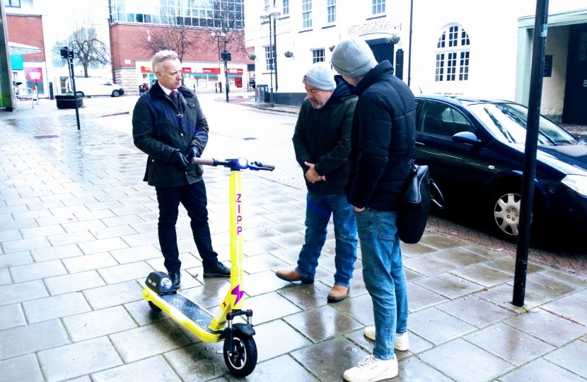 Rob Butler MP visits new Aylesbury E-Scooter Trial