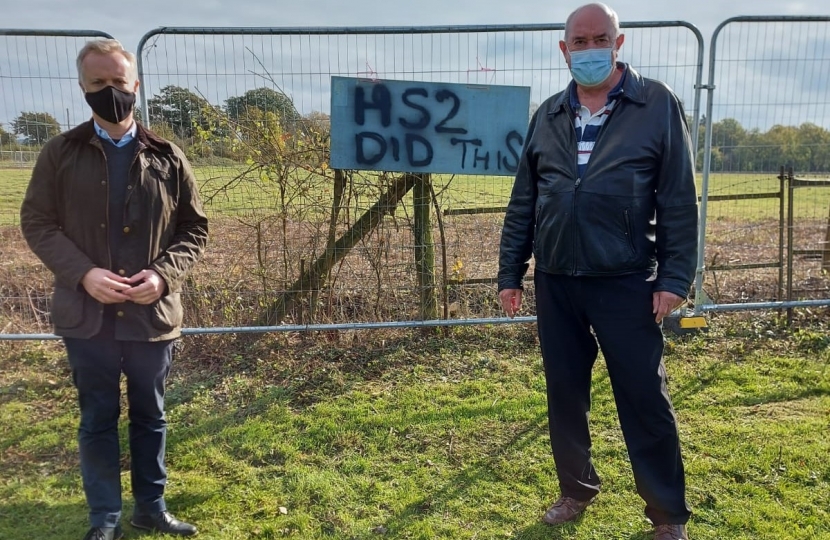 Rob and Cllr Strachan at Bucks Goat Centre examining hedgerow clearance 